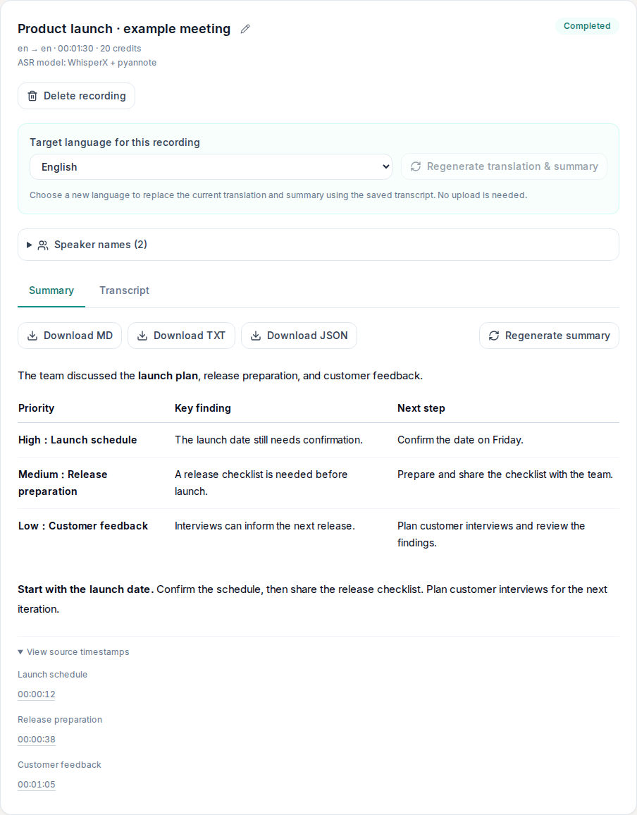 A priority briefing, clear next steps, and source timestamps in one place.